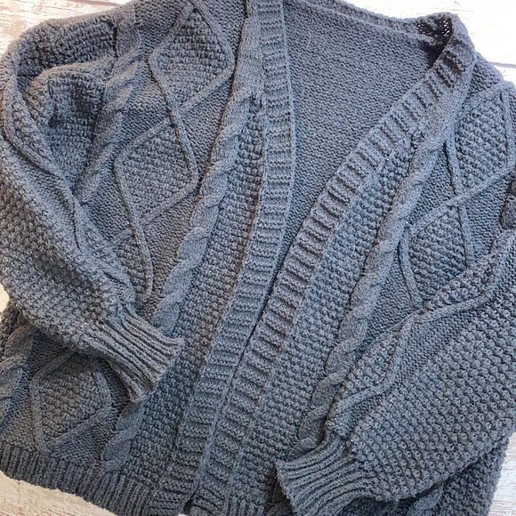 Sweaters - Black knitted Open Front Cardigan